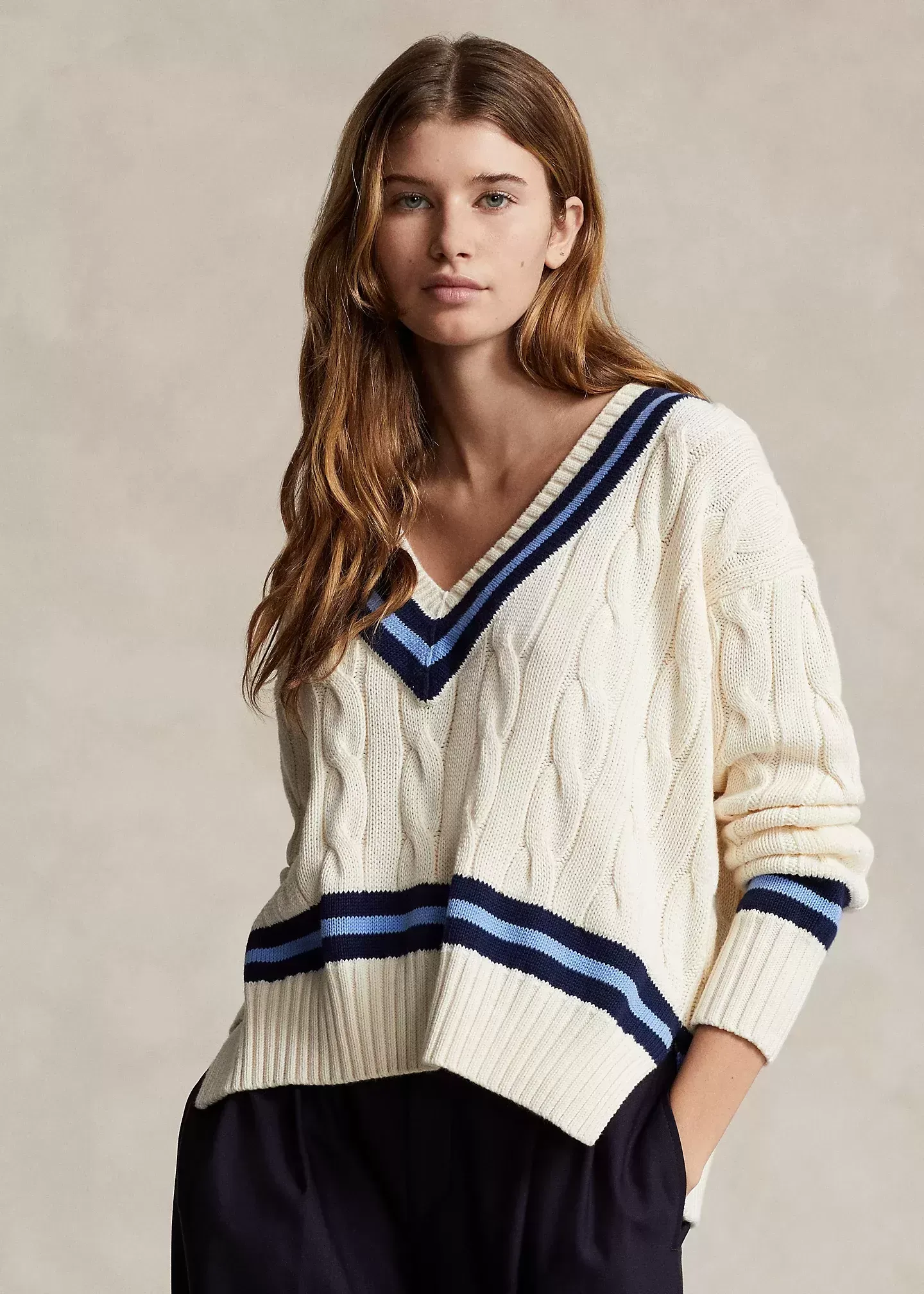 Polo Ralph Lauren Cable-Knit Cotton Cricket Sweater