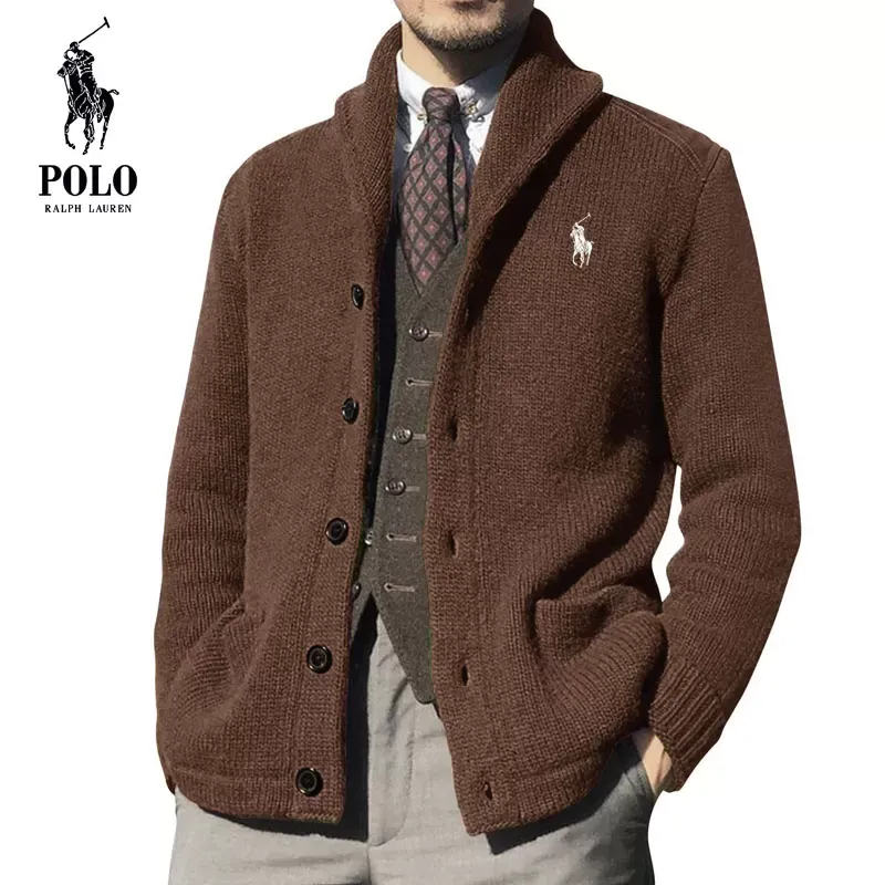 Ralph Lauren Men's 2023 new autumn and winter solid color long-sleeved knitted sweater - Image 5
