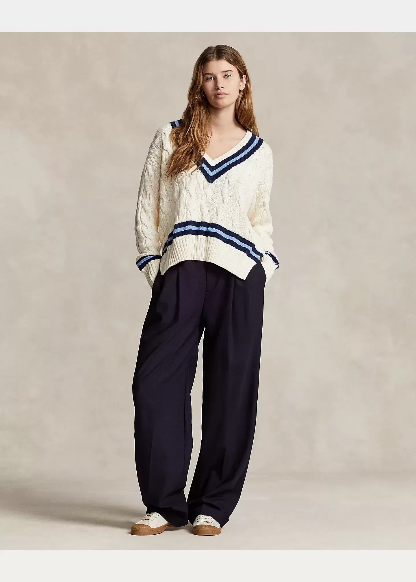 Polo Ralph Lauren Cable-Knit Cotton Cricket Sweater - Image 3