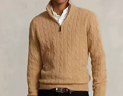 Polo Ralph Lauren Cable-Knit Cashmere Quarter-Zip Sweater