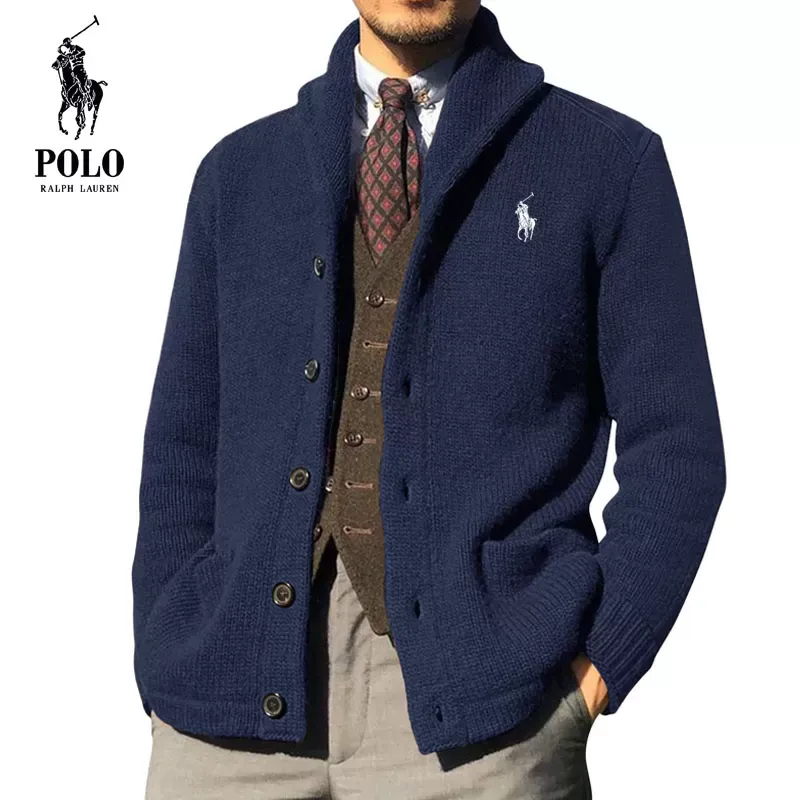 Ralph Lauren Men's 2023 new autumn and winter solid color long-sleeved knitted sweater