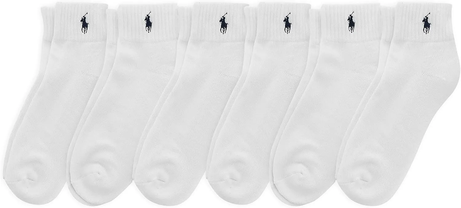 POLO RALPH LAUREN Classic Sport Solid Ankle Socks - 6 Pair Pack - Athletic Cushioned Cotton - Image 2