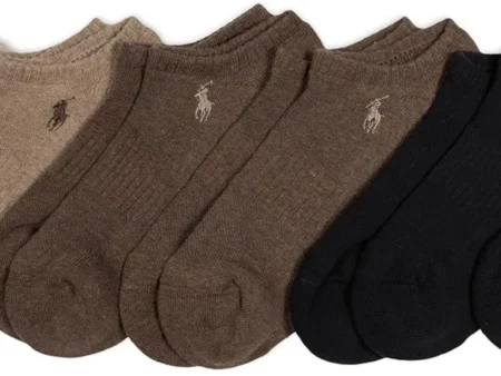 POLO RALPH LAUREN mens Athletic Performance Cotton Low Cut Socks - 6 Pair Pack - Moisture Wicking Mesh