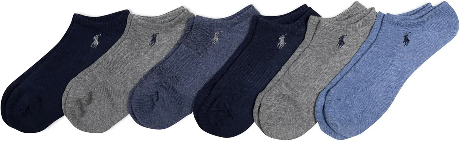 POLO RALPH LAUREN mens Athletic Performance Cotton Low Cut Socks - 6 Pair Pack - Moisture Wicking Mesh - Image 6