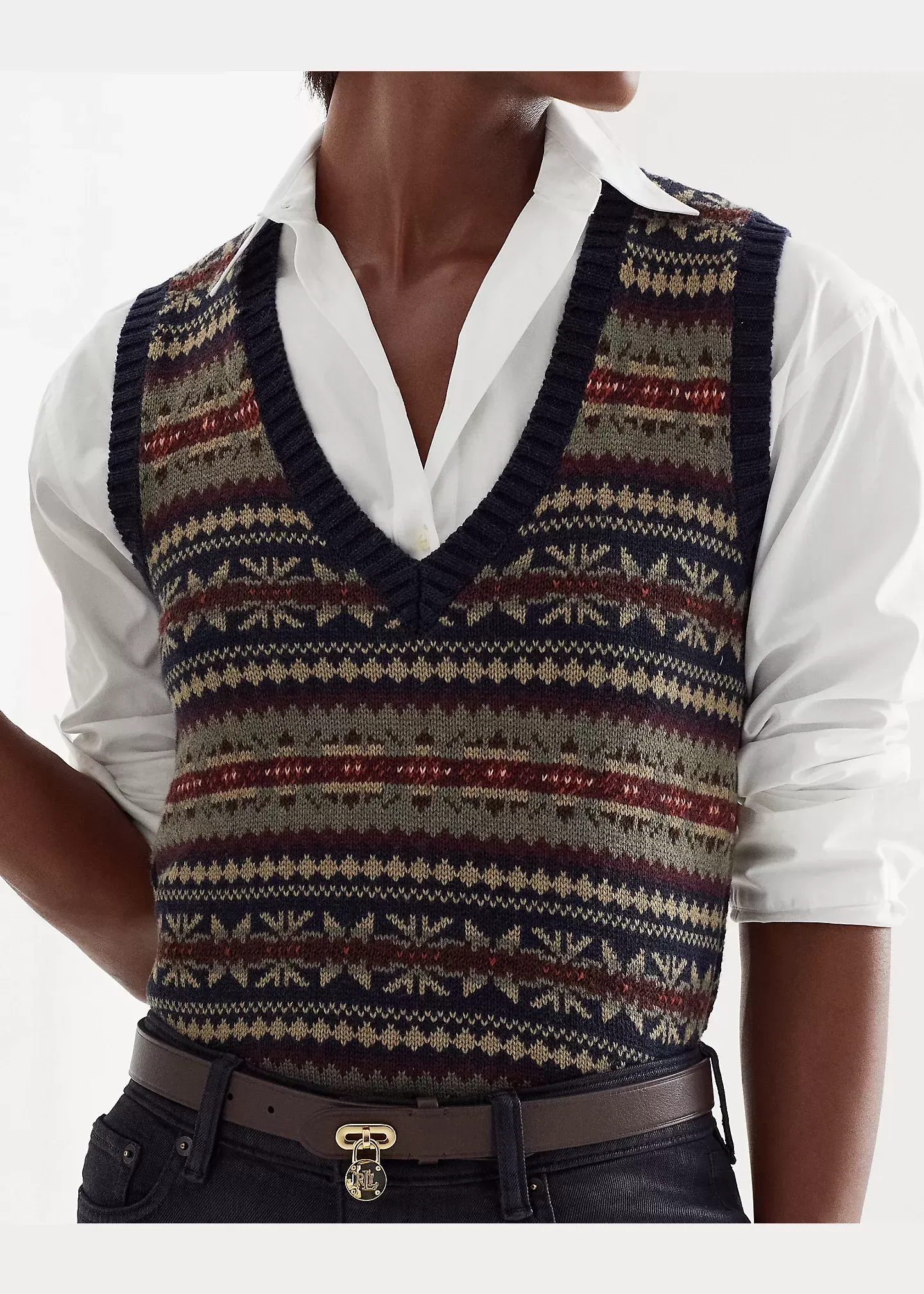 Lauren Fair Isle V-Neck Jumper Vest - Image 4