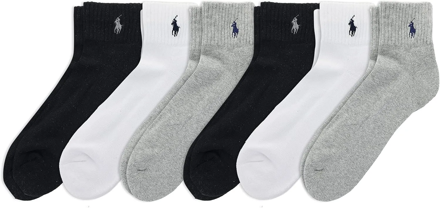 POLO RALPH LAUREN Classic Sport Solid Ankle Socks - 6 Pair Pack - Athletic Cushioned Cotton - Image 7