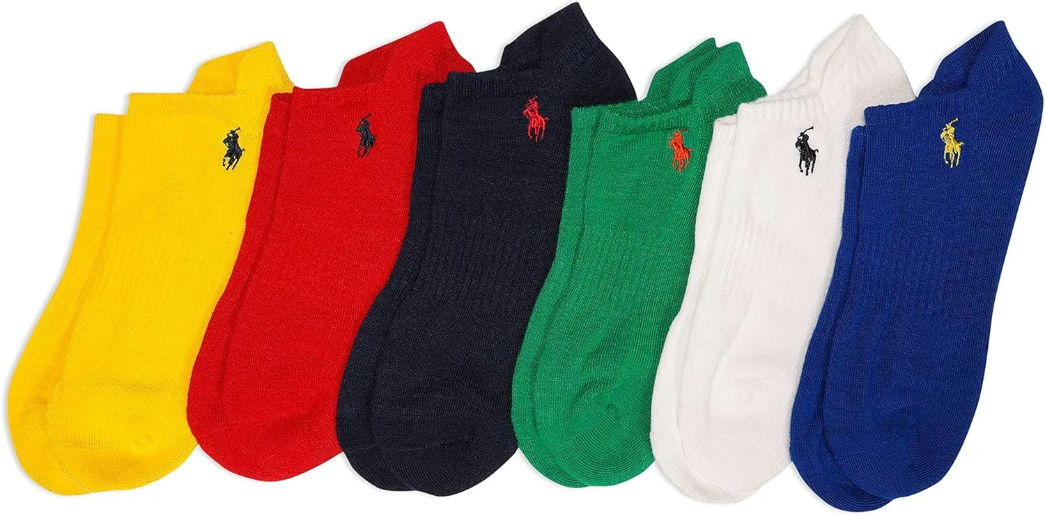 POLO RALPH LAUREN mens Athletic Performance Cotton Low Cut Socks - 6 Pair Pack - Moisture Wicking Mesh - Image 7