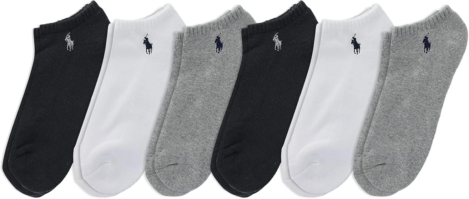 POLO RALPH LAUREN mens Athletic Performance Cotton Low Cut Socks - 6 Pair Pack - Moisture Wicking Mesh - Image 12