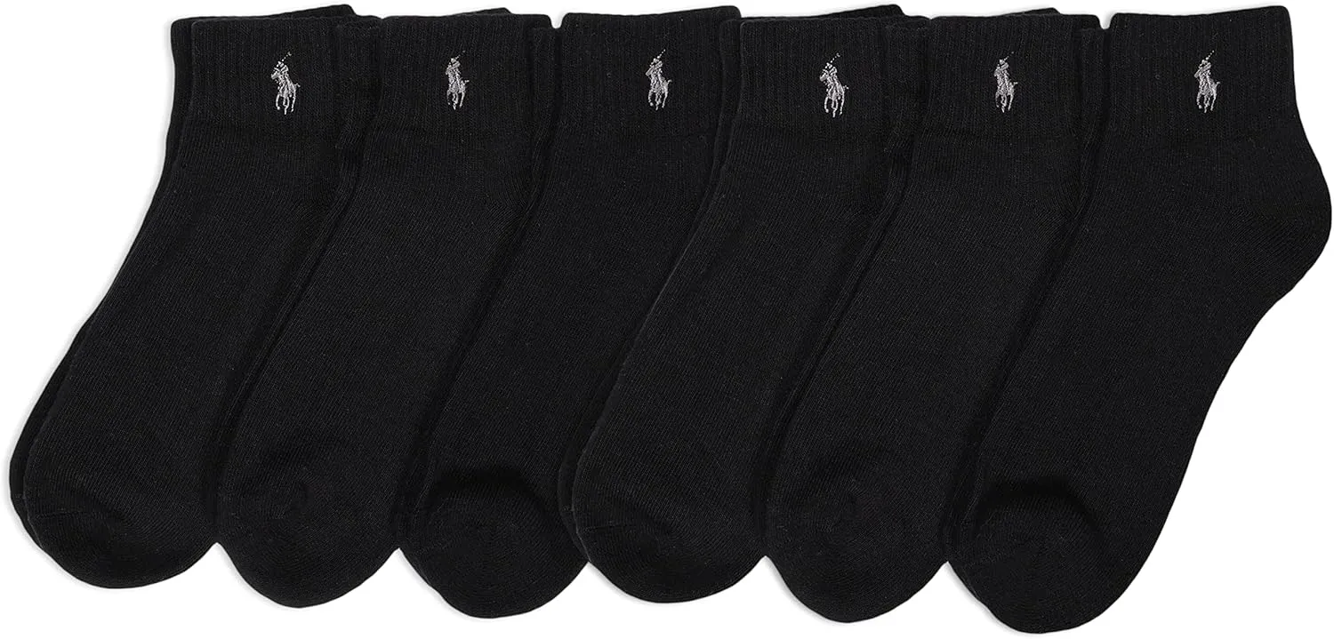 POLO RALPH LAUREN Classic Sport Solid Ankle Socks - 6 Pair Pack - Athletic Cushioned Cotton - Image 6