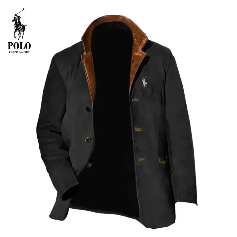 Ralph Lauren Men's vintage jacket with double-layer fur collar and suede coat - Image 6