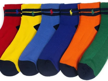 POLO RALPH LAUREN Men's Classic Sport Multi-Color Socks-6 Pair Pack-Athletic Comfort Cushioning