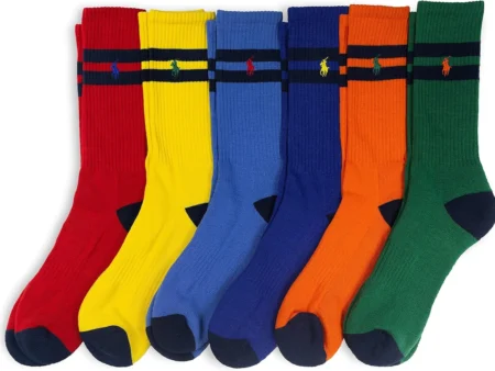 POLO RALPH LAUREN Men's Classic Sport Multi-Color Socks-6 Pair Pack-Athletic Comfort Cushioning