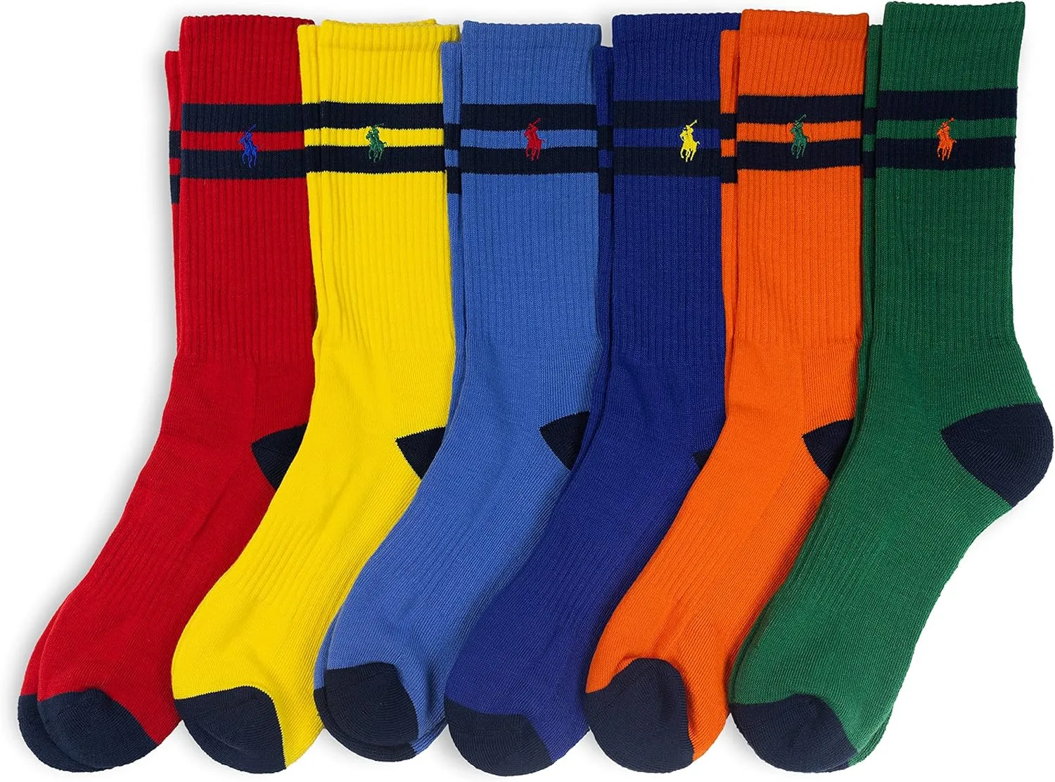 POLO RALPH LAUREN Men's Classic Sport Multi-Color Socks-6 Pair Pack-Athletic Comfort Cushioning
