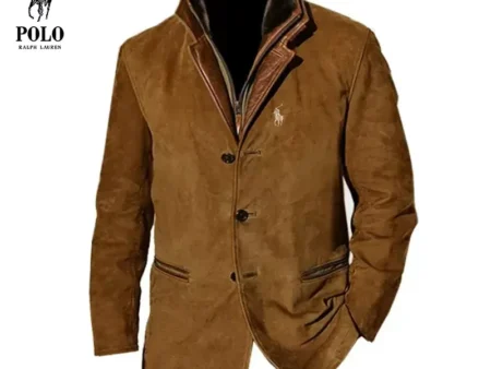 Ralph Lauren Men's vintage jacket with double-layer fur collar and suede coat