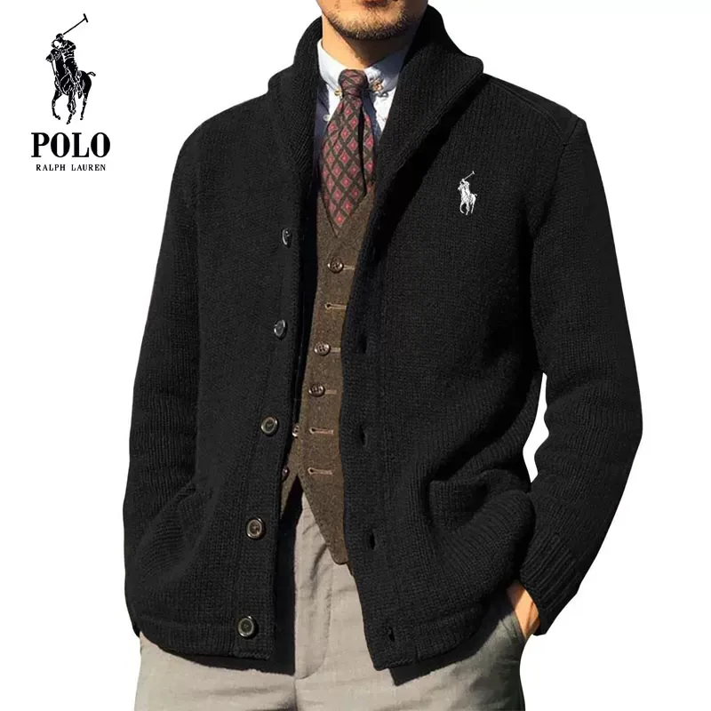 Ralph Lauren Men's 2023 new autumn and winter solid color long-sleeved knitted sweater - Image 2