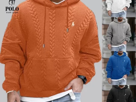 Ralph Lauren stylish patchwork pocket drawstring knitted hoodie