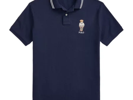 Ralph Lauren Custom Slim Polo Bear Mesh Polo Shirt Cruise Navy