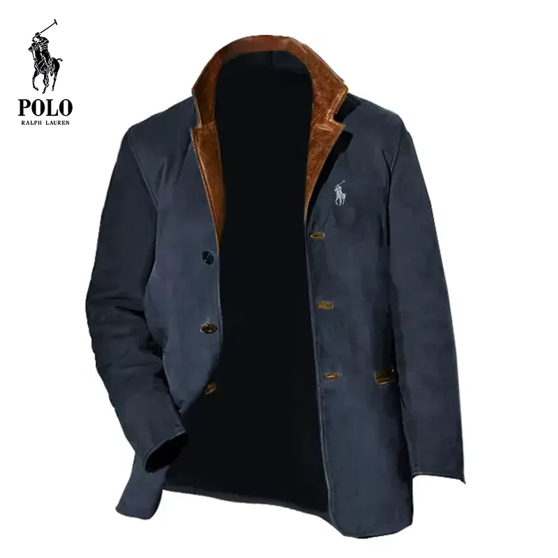 Ralph Lauren Men's vintage jacket with double-layer fur collar and suede coat - Image 7