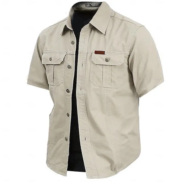Cow Print Casual Men's work shirt short sleeve - Image 4