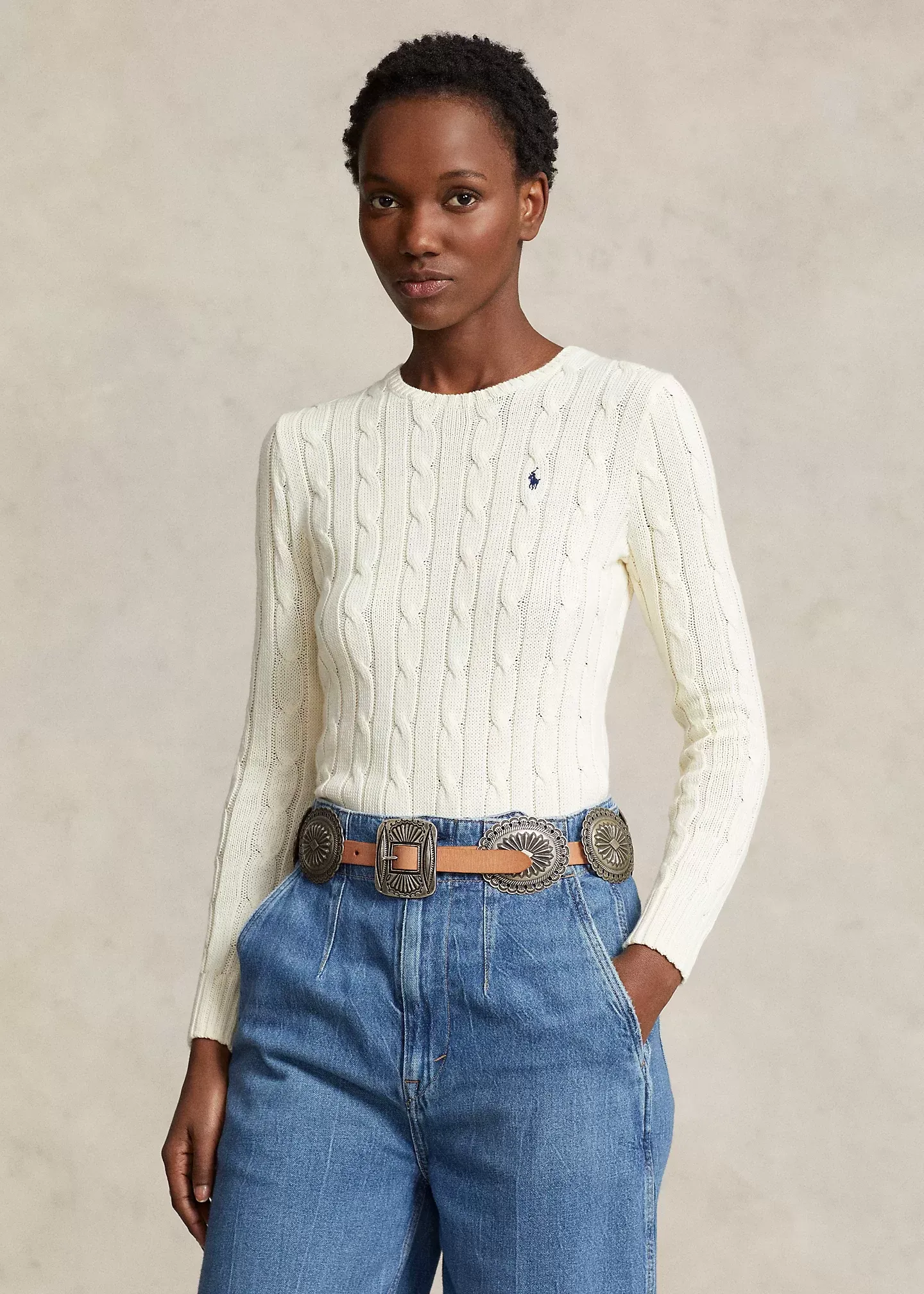 Polo Ralph Lauren Cable-Knit Cotton Crewneck Jumper