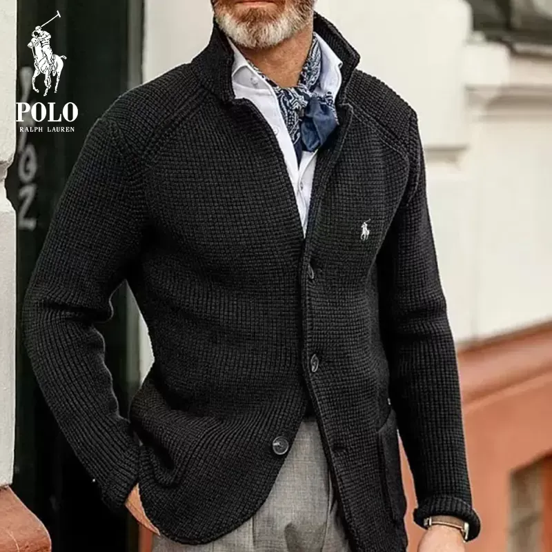 Ralph Lauren Men's Casual Stand Collar Thick Knit Suit Jacket - Image 3