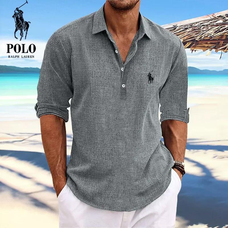Ralph Lauren Men's Lapel Beach Long Sleeve Shirt - Image 5