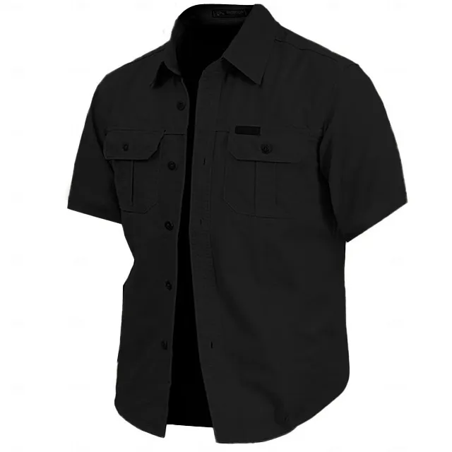 Cow Print Casual Men's work shirt short sleeve - Image 8