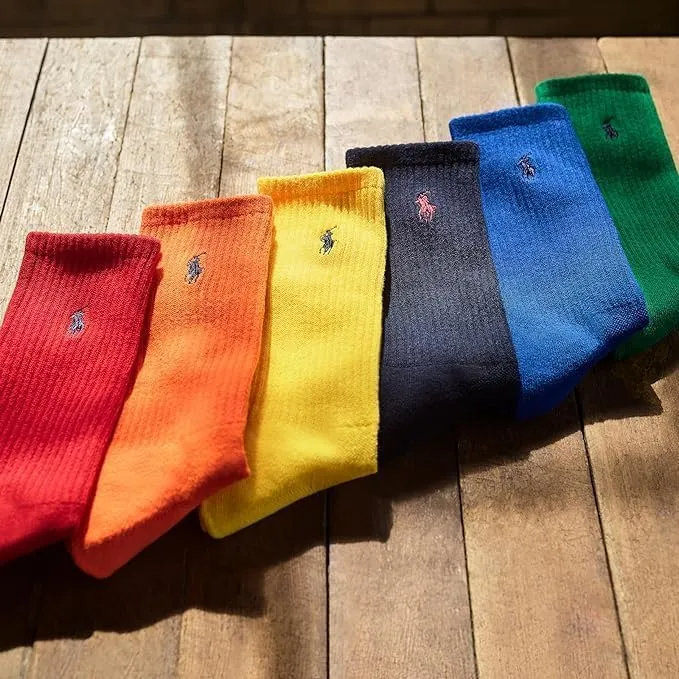 POLO RALPH LAUREN mens Athletic Performance Cotton Ankle Socks - 6 Pair Pack - Moisture Wicking Mesh - Image 4