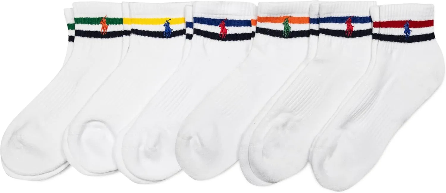 POLO RALPH LAUREN mens Athletic Performance Cotton Ankle Socks - 6 Pair Pack - Moisture Wicking Mesh - Image 8