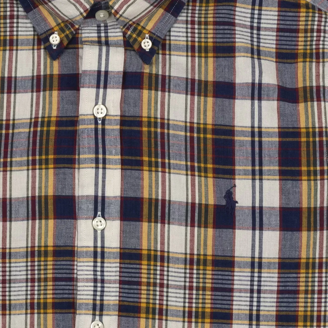 Ralph Lauren Cotton Check Shirt Navy / Yellow Multi - Image 3
