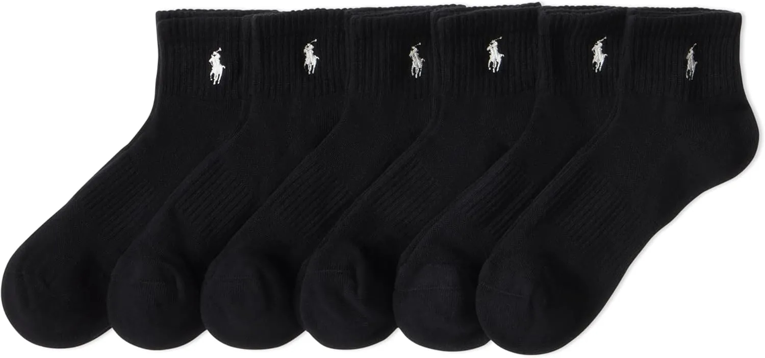 POLO RALPH LAUREN mens Athletic Performance Cotton Ankle Socks - 6 Pair Pack - Moisture Wicking Mesh - Image 10