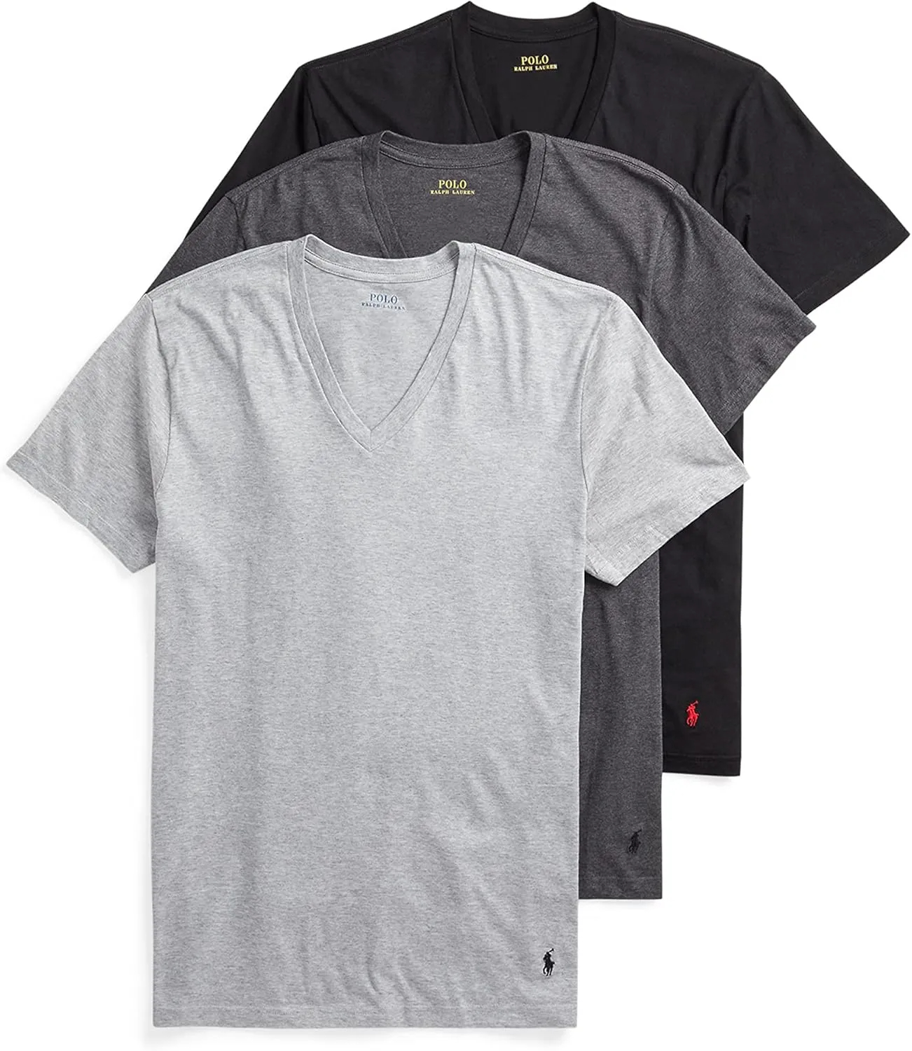 POLO Men's Classic Fit Cotton V neck Undershirt 3 Pack - Image 2