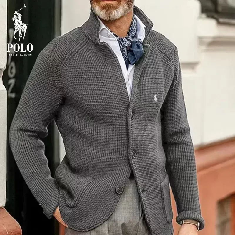 Ralph Lauren Men's Casual Stand Collar Thick Knit Suit Jacket - Image 2