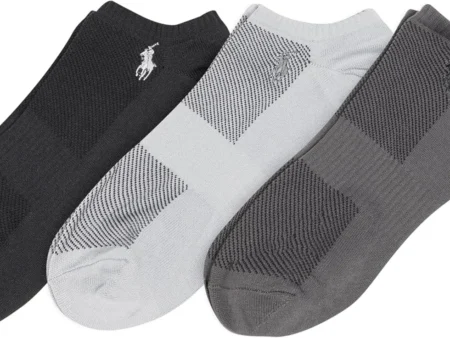 POLO RALPH LAUREN Men's Atheltic Performance Tech Low Cut Socks - 3 Pair Pack - Moisture Wicking Mesh