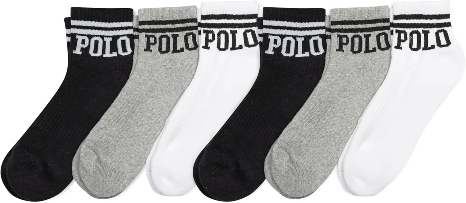 POLO RALPH LAUREN mens Athletic Performance Cotton Ankle Socks - 6 Pair Pack - Moisture Wicking Mesh - Image 9