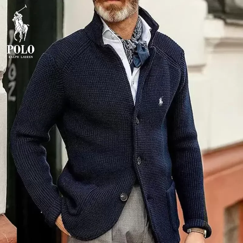 Ralph Lauren Men's Casual Stand Collar Thick Knit Suit Jacket - Image 4