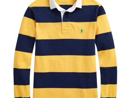 Ralph Lauren Classic Fit Striped Rugby Shirt Gold Bugle/Newport Navy