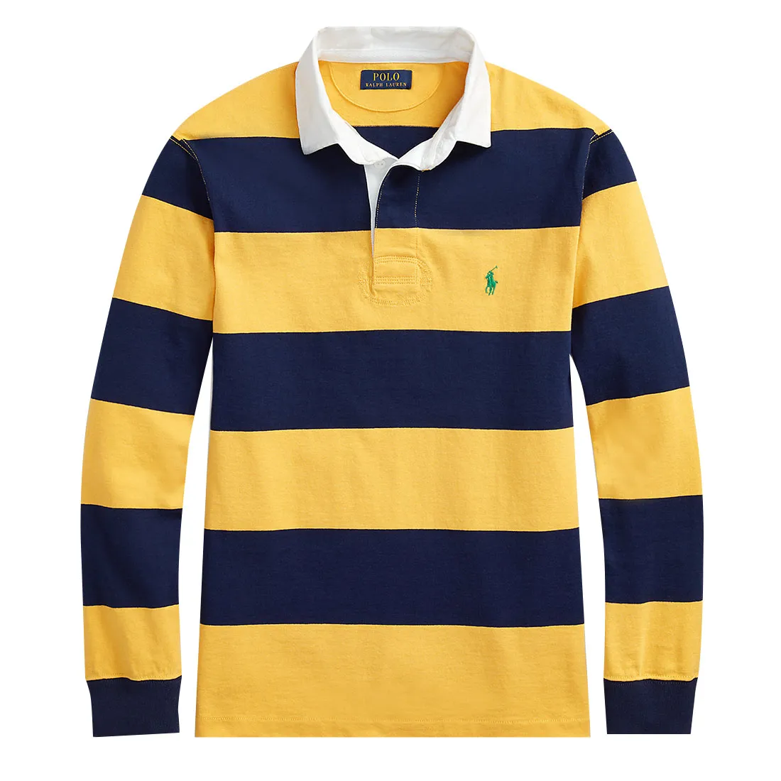 Ralph Lauren Classic Fit Striped Rugby Shirt Gold Bugle/Newport Navy