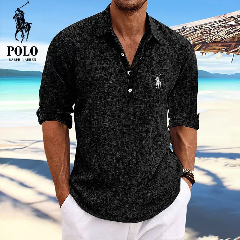 Ralph Lauren Men's Lapel Beach Long Sleeve Shirt - Image 4