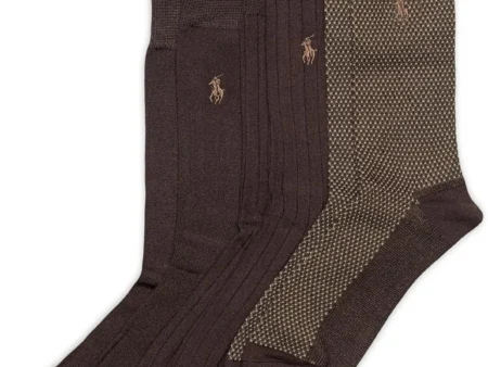 POLO RALPH LAUREN Super Soft Birdseye Dress Crew Socks - 3 Pair Pack - Signature Embroidered Pony & Heel-toe Reinforcement