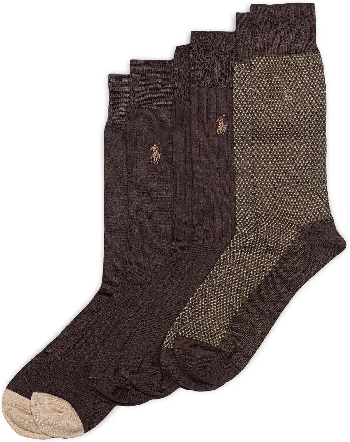 POLO RALPH LAUREN Super Soft Birdseye Dress Crew Socks - 3 Pair Pack - Signature Embroidered Pony & Heel-toe Reinforcement