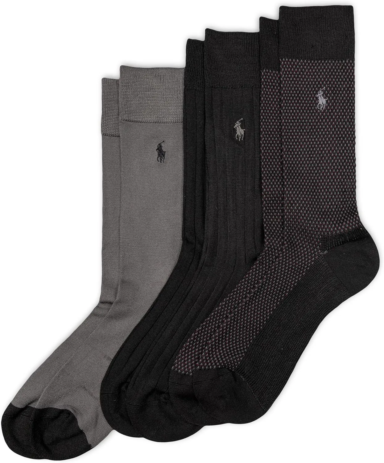 POLO RALPH LAUREN Super Soft Birdseye Dress Crew Socks - 3 Pair Pack - Signature Embroidered Pony & Heel-toe Reinforcement - Image 8