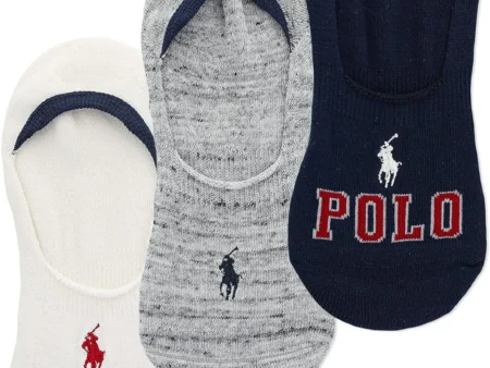 POLO RALPH LAUREN Men's Classic Sport Americana Sneaker Liner Socks - 3 Pair Pack - Non-Slip Heel