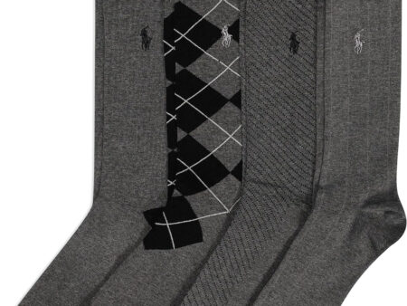 Polo Ralph Lauren Men's Assorted Pattern Dress Crew Socks-4 Pair Pack-Soft and Lightweight Cotton Comfort