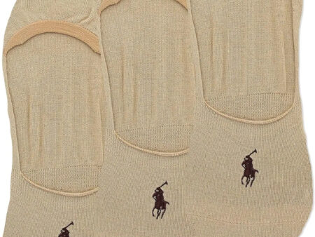 POLO RALPH LAUREN Dress Liner Socks - 3 Pair Pack - Lightweight Cotton Comfort With Non-slip Heel
