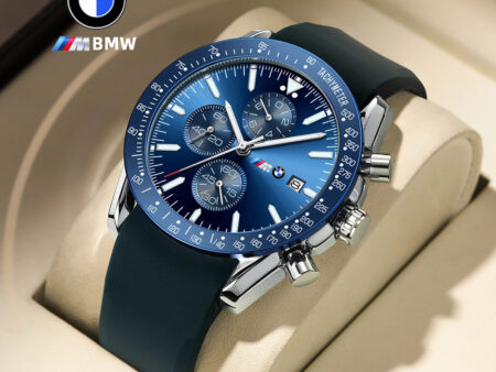 BMW men's multifunction watch with silicone strap