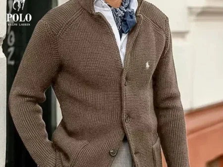 Ralph Lauren Men's Casual Stand Collar Thick Knit Suit Jacket