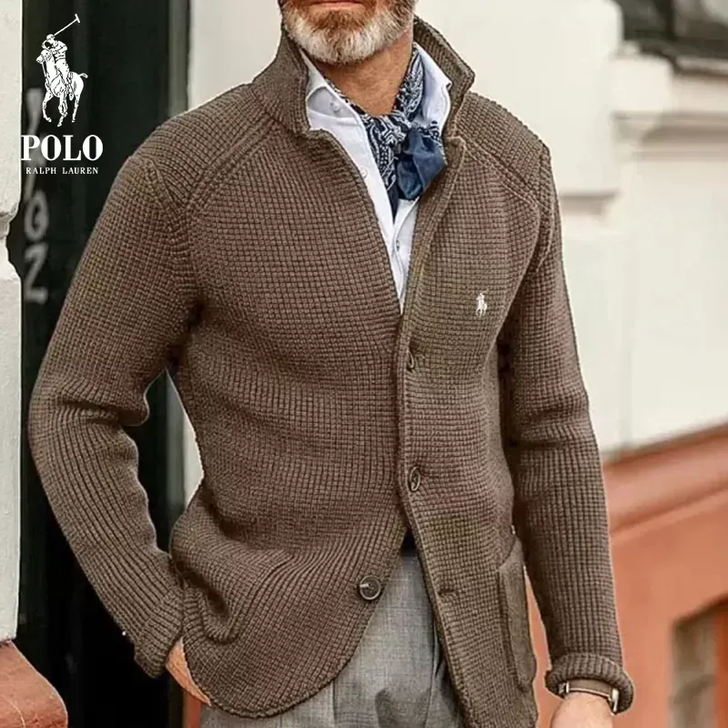 Ralph Lauren Men's Casual Stand Collar Thick Knit Suit Jacket