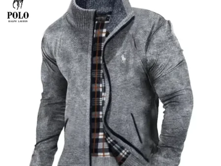 Ralph Lauren Men's Warm Loose Stand Collar Zip Knit Sweater