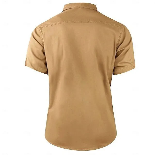 Cow Print Casual Men's work shirt short sleeve - Image 3